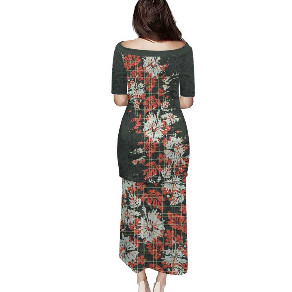 Hawaii Tartan With Hibiscus Puletasi Polynesian Pattern Vintage