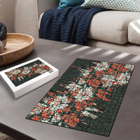 Hawaii Tartan With Hibiscus Puzzle Polynesian Pattern Vintage