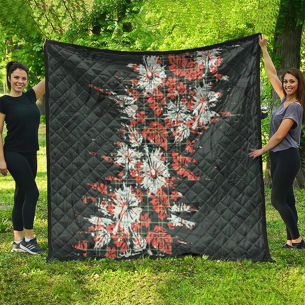 Hawaii Tartan With Hibiscus Quilt Polynesian Pattern Vintage