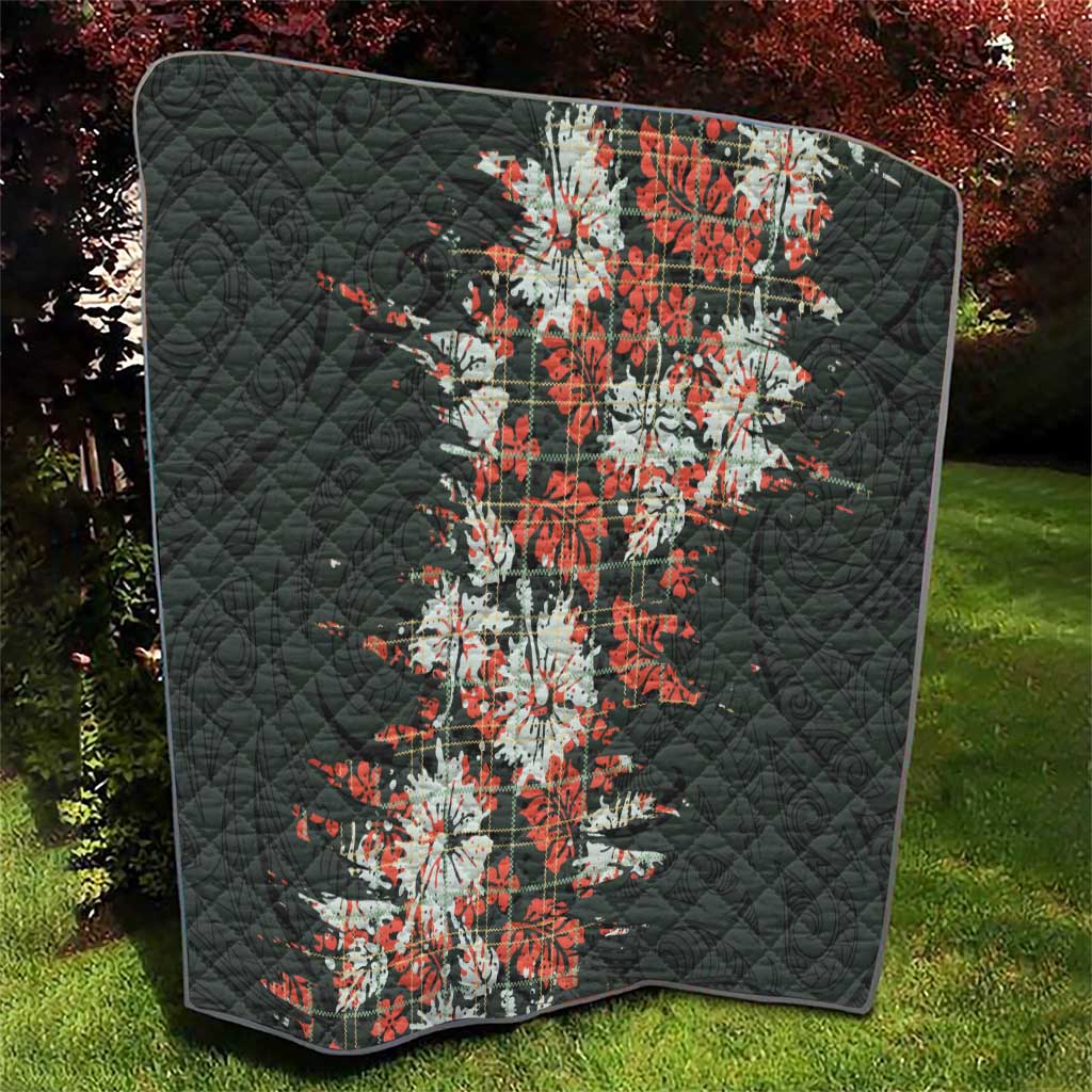 Hawaii Tartan With Hibiscus Quilt Polynesian Pattern Vintage