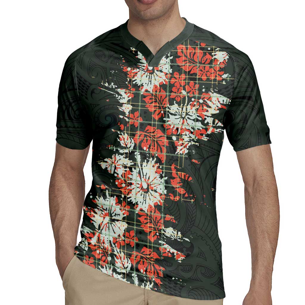 Hawaii Tartan With Hibiscus Rugby Jersey Polynesian Pattern Vintage