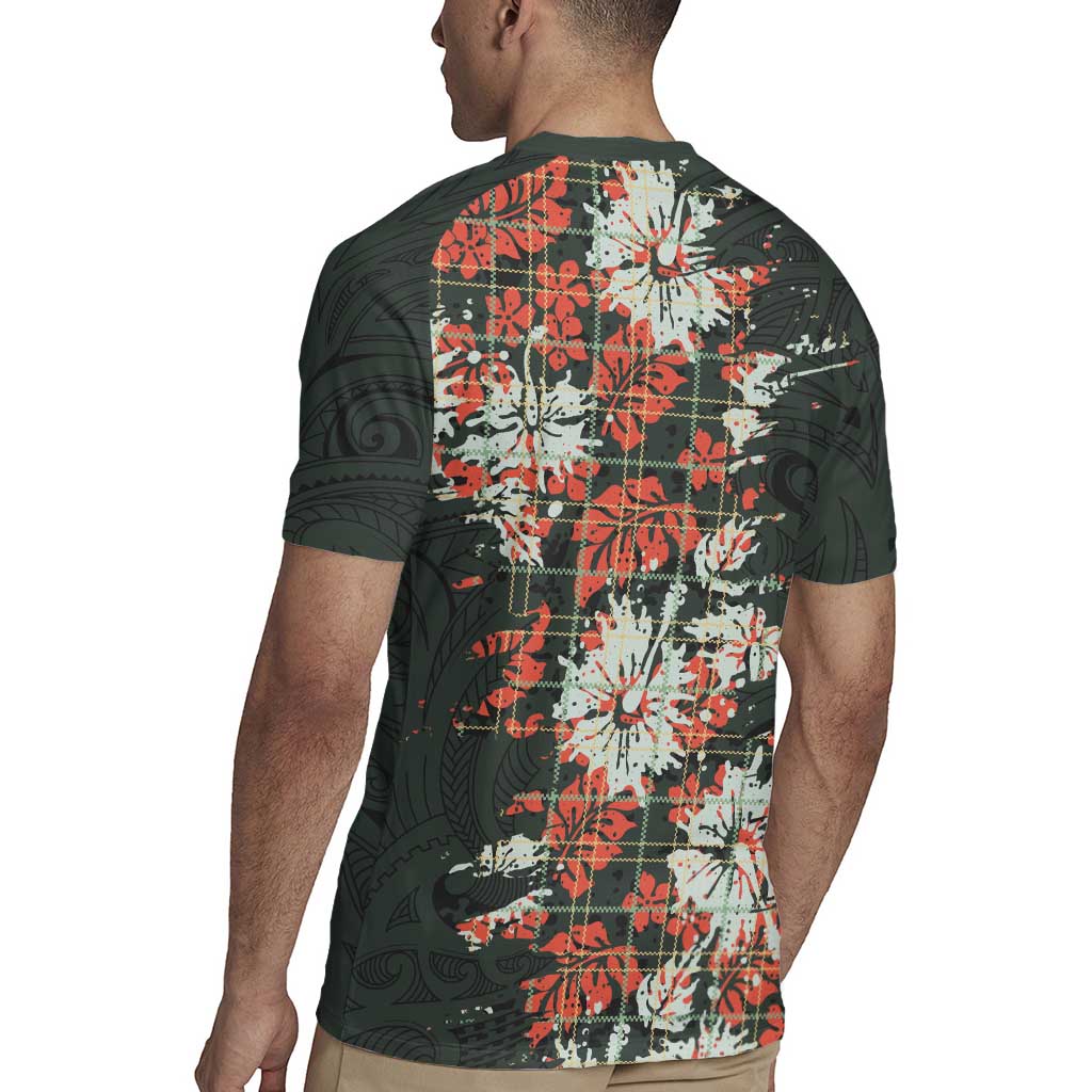 Hawaii Tartan With Hibiscus Rugby Jersey Polynesian Pattern Vintage