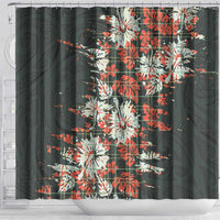 Hawaii Tartan With Hibiscus Shower Curtain Polynesian Pattern Vintage