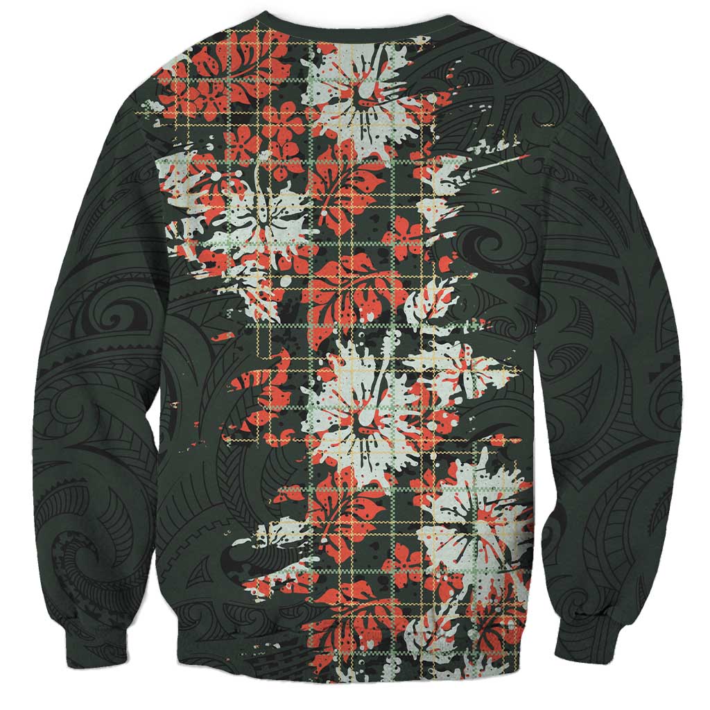 Hawaii Tartan With Hibiscus Sweatshirt Polynesian Pattern Vintage