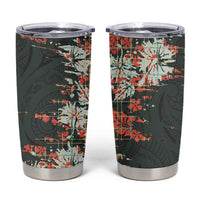 Hawaii Tartan With Hibiscus Tumbler Cup Polynesian Pattern Vintage