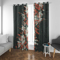 Hawaii Tartan With Hibiscus Window Curtain Polynesian Pattern Vintage
