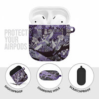 Japanese Hawaiian Crane AirPods Case Purple Tapa Patchwork Pattern