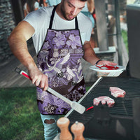 Japanese Hawaiian Crane Apron Purple Tapa Patchwork Pattern