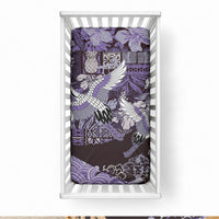 Japanese Hawaiian Crane Baby Bed Cover Purple Tapa Patchwork Pattern LT9 28 × 52 in Blue - Polynesian Pride