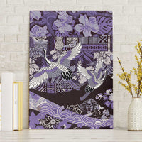 Japanese Hawaiian Crane Canvas Wall Art Purple Tapa Patchwork Pattern