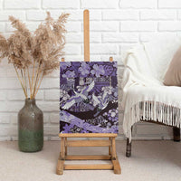 Japanese Hawaiian Crane Canvas Wall Art Purple Tapa Patchwork Pattern
