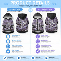 Japanese Hawaiian Crane Pet Hoodie Purple Tapa Patchwork Pattern LT9 - Polynesian Pride