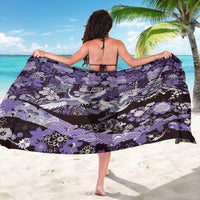 Japanese Hawaiian Crane Sarong Purple Tapa Patchwork Pattern