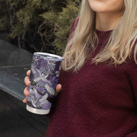 Japanese Hawaiian Crane Tumbler Cup Purple Tapa Patchwork Pattern