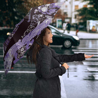 Japanese Hawaiian Crane Umbrella Purple Tapa Patchwork Pattern