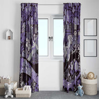 Japanese Hawaiian Crane Window Curtain Purple Tapa Patchwork Pattern