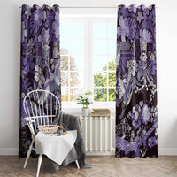 Japanese Hawaiian Crane Window Curtain Purple Tapa Patchwork Pattern