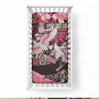 Japanese Hawaiian Crane Baby Bed Cover Soft Pink Tapa Patchwork Pattern LT9 28 × 52 in Blue - Polynesian Pride