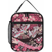 Japanese Hawaiian Crane Lunch Bag Soft Pink Tapa Patchwork Pattern LT9 10.2 × 8.3 × 4.3 inch Blue - Polynesian Pride