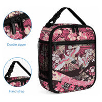 Japanese Hawaiian Crane Lunch Bag Soft Pink Tapa Patchwork Pattern LT9 - Polynesian Pride