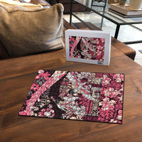 Japanese Hawaiian Crane Puzzle Soft Pink Tapa Patchwork Pattern