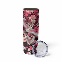 Japanese Hawaiian Crane Skinny Tumbler Soft Pink Tapa Patchwork Pattern
