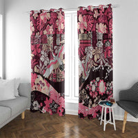 Japanese Hawaiian Crane Window Curtain Soft Pink Tapa Patchwork Pattern