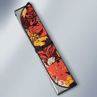 Japanese Hawaiian Crane Auto Sun Shade Yellow Ochre Tapa Patchwork Pattern