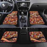 Japanese Hawaiian Crane Car Mats Yellow Ochre Tapa Patchwork Pattern