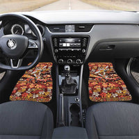 Japanese Hawaiian Crane Car Mats Yellow Ochre Tapa Patchwork Pattern