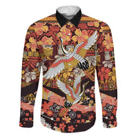 Japanese Hawaiian Crane Family Matching Puletasi and Hawaiian Shirt Yellow Ochre Tapa Patchwork Pattern