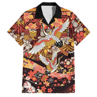 Japanese Hawaiian Crane Family Matching Summer Maxi Dress and Hawaiian Shirt Yellow Ochre Tapa Patchwork Pattern