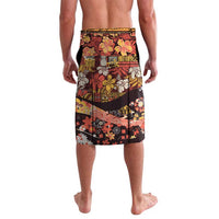 Japanese Hawaiian Crane Lavalava Yellow Ochre Tapa Patchwork Pattern
