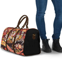Japanese Hawaiian Crane Travel Bag Yellow Ochre Tapa Patchwork Pattern