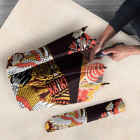 Japanese Hawaiian Crane Umbrella Yellow Ochre Tapa Patchwork Pattern