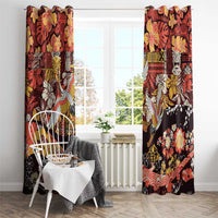 Japanese Hawaiian Crane Window Curtain Yellow Ochre Tapa Patchwork Pattern