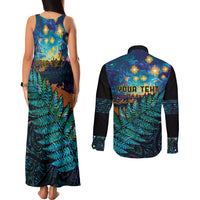 Matariki Te Tau Hou Maori Couples Matching Tank Maxi Dress and Long Sleeve Button Shirt New Zealand Silver Fern Night Starry Sky LT9 - Polynesian Pride