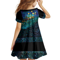 Matariki Te Tau Hou Maori Kid Short Sleeve Dress New Zealand Silver Fern Night Starry Sky LT9 - Polynesian Pride
