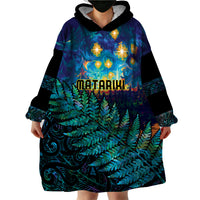 Matariki Te Tau Hou Maori Wearable Blanket Hoodie New Zealand Silver Fern Night Starry Sky