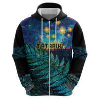 Matariki Te Tau Hou Maori Zip Hoodie New Zealand Silver Fern Night Starry Sky LT9 - Polynesian Pride