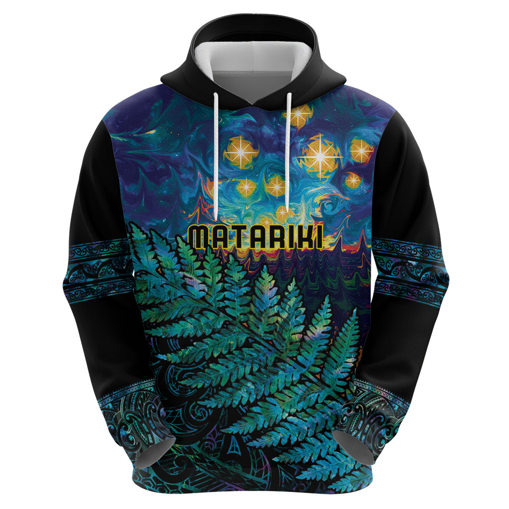 Matariki Te Tau Hou Maori Zip Hoodie New Zealand Silver Fern Night Starry Sky LT9 - Polynesian Pride