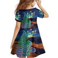 Personalised New Zealand Matariki Art Star Family Matching Off Shoulder Short Dress and Hawaiian Shirt Koru Fern Night Starry Sky LT9 - Polynesian Pride