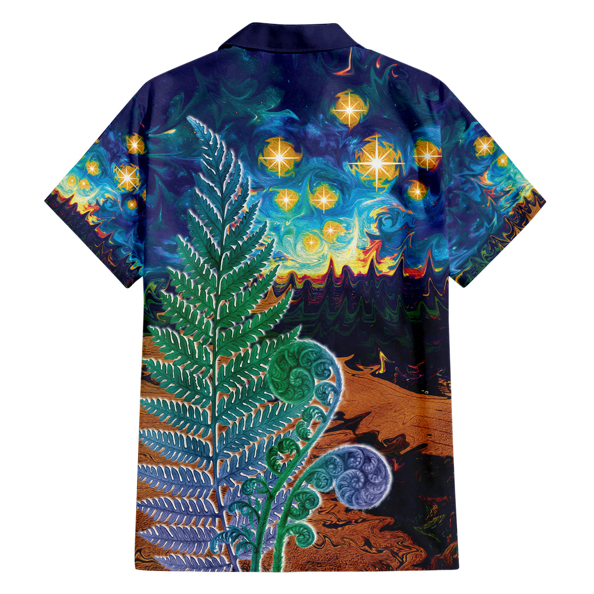 Personalised New Zealand Matariki Art Star Family Matching Short Sleeve Bodycon Dress and Hawaiian Shirt Koru Fern Night Starry Sky LT9 - Polynesian Pride