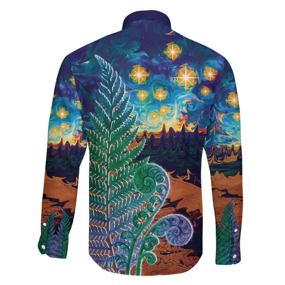 Personalised New Zealand Matariki Art Star Family Matching Summer Maxi Dress and Hawaiian Shirt Koru Fern Night Starry Sky LT9 - Polynesian Pride