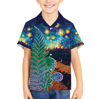 Personalised New Zealand Matariki Art Star Kid Hawaiian Shirt Koru Fern Night Starry Sky LT9 Kid Black - Polynesian Pride