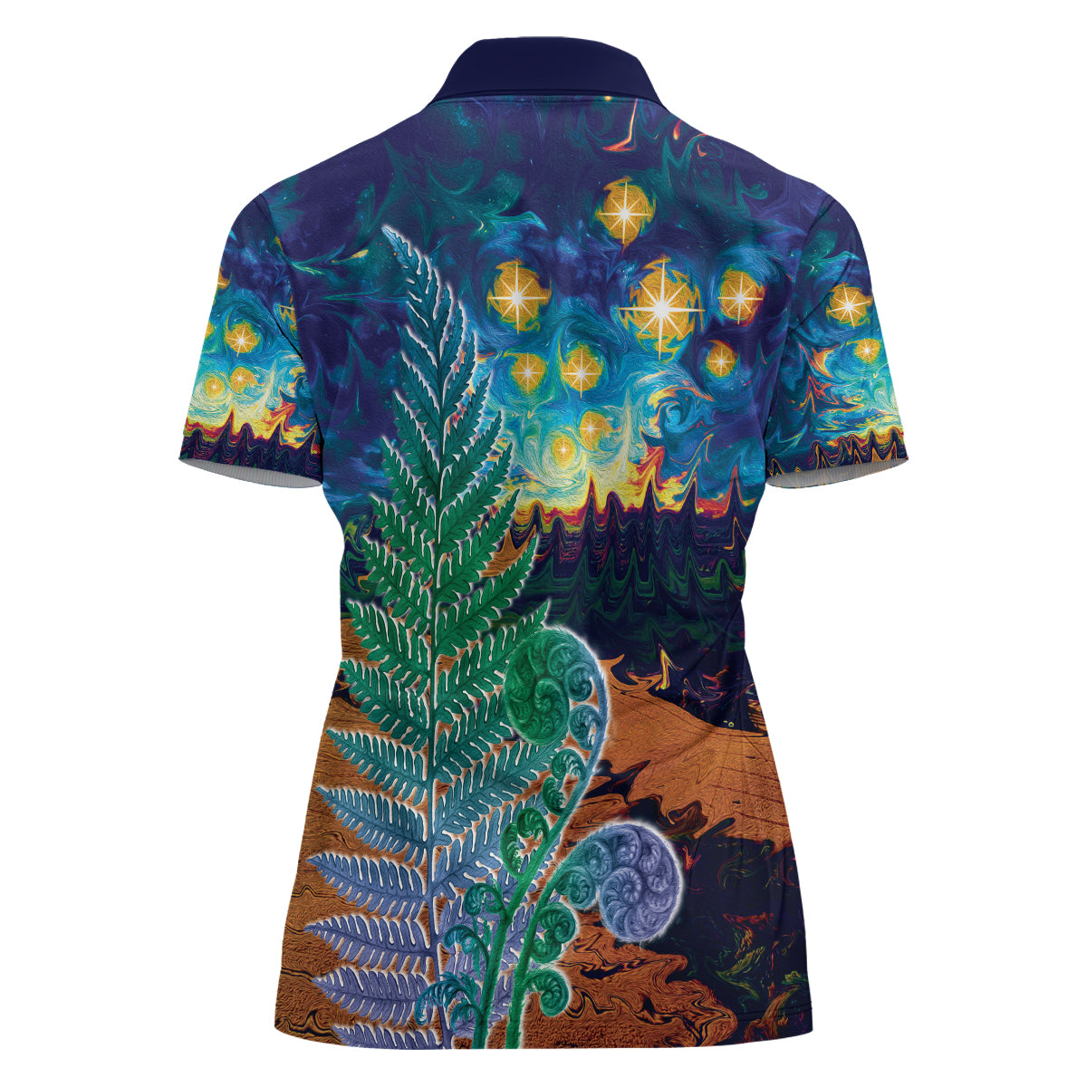 Personalised New Zealand Matariki Art Star Women Polo Shirt Koru Fern Night Starry Sky LT9 - Polynesian Pride