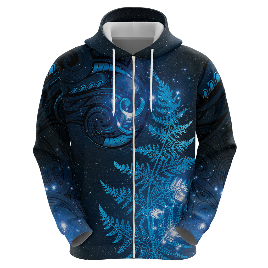 New Zealand Matariki Zip Hoodie Blue Milky Way Stars Night Sky