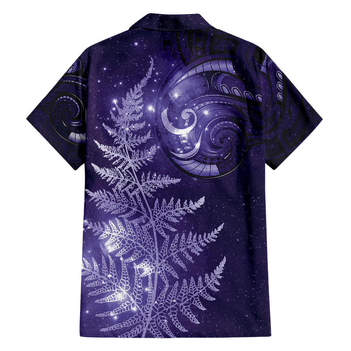 New Zealand Matariki Family Matching Off The Shoulder Long Sleeve Dress and Hawaiian Shirt Purple Milky Way Stars Night Sky