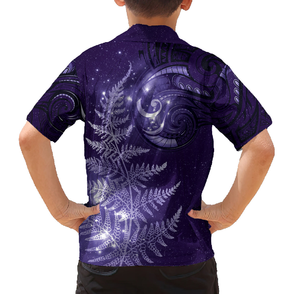 New Zealand Matariki Family Matching Puletasi and Hawaiian Shirt Purple Milky Way Stars Night Sky LT9 - Polynesian Pride