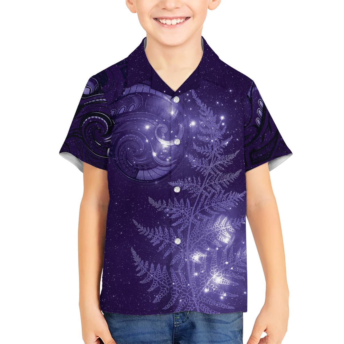 New Zealand Matariki Hawaiian Shirt Purple Milky Way Stars Night Sky